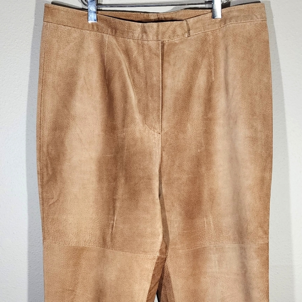 (EUC) AR by BERNARDO Tan Leather Suede Pants (Washable)